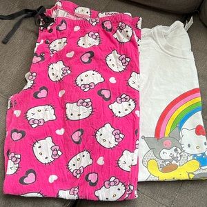 😻🎀💫 SANRIO GANG Tshirt EUC Hello Kitty Lil Twin Stars Kuromi w/ XL Jrs Pants